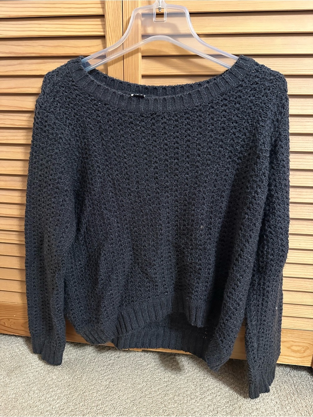 Roxy Black Textured Crew Neck Sweater